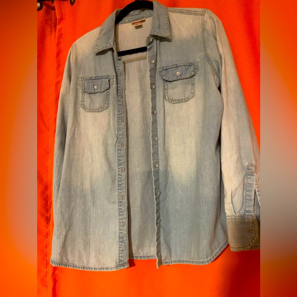 Light denim button up shirt